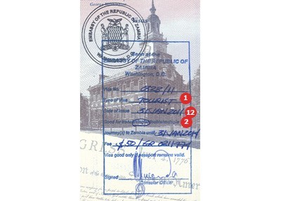 Zambia Visa Sample