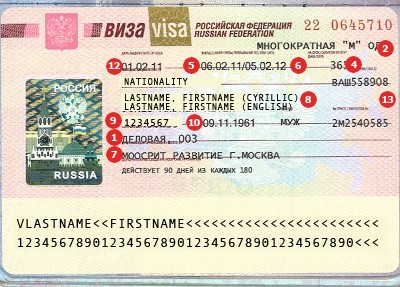 Russia Visa Sample